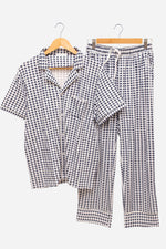 Navy White Men's Pajama Set with Cotton Flex