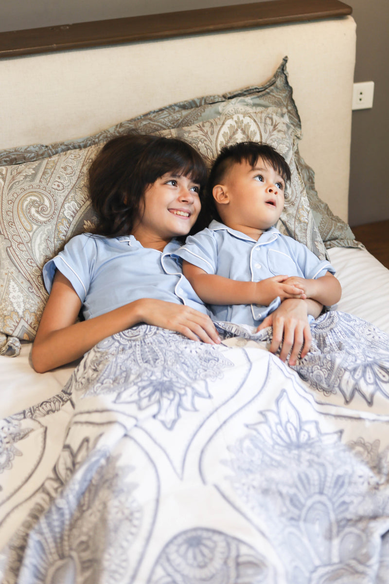 Kid's Cozy Cotton Pajama Set in Maya Blue (unisex)