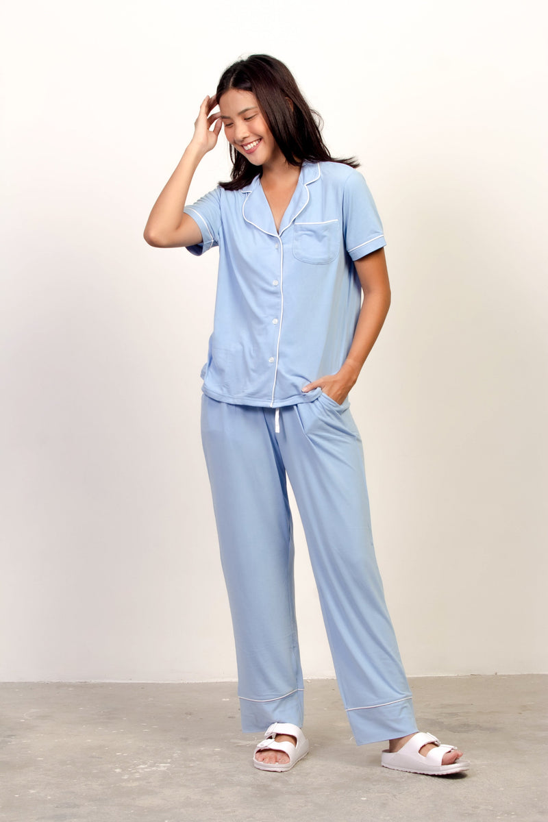 Women's Blue Pajama Set  Pajamas women, Most comfortable pajamas