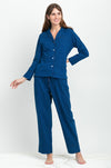 Blue Black Gingham Pajamas with Cotton Blended Fabric