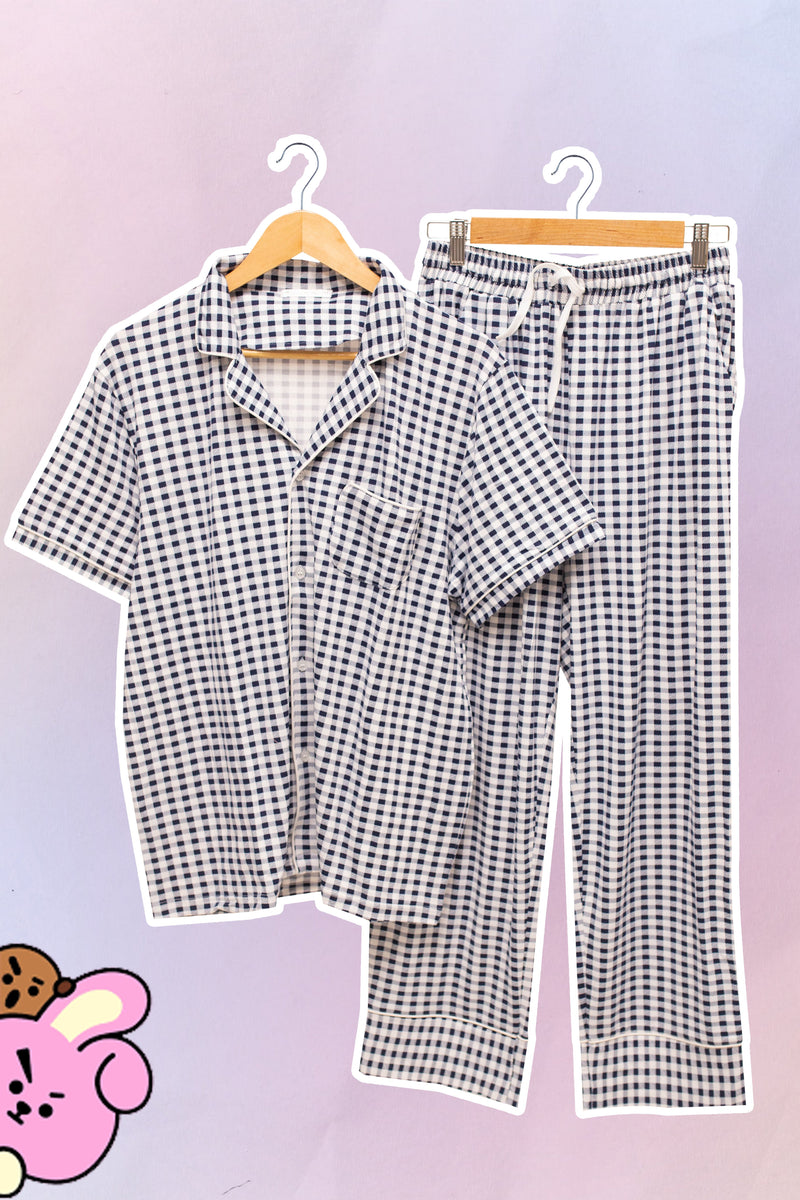 JK BIRTHDAY BOX! Navy White Gingham Inspired Pajamas for MEN + freebies
