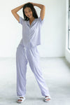 Purple Gingham Pajama Set with Cotton Air