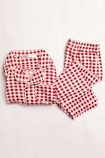 Kid's Cozy Cotton Pajama Set in Red Gingham (unisex)