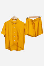 Straw Yellow Cotton Linen Boxer Set